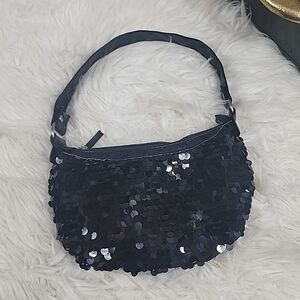 Black Sequin Satin Bag